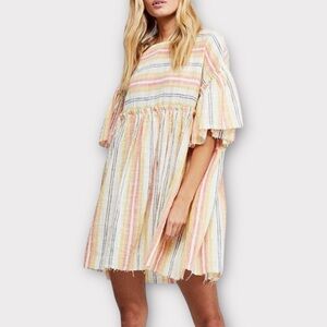 Free People Pastel Striped Mini Dress - Yellow, Pink, Blue